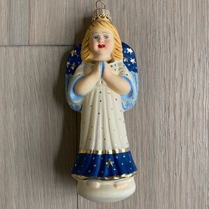 Vaillancourt German Glass Blue Angel Ornament